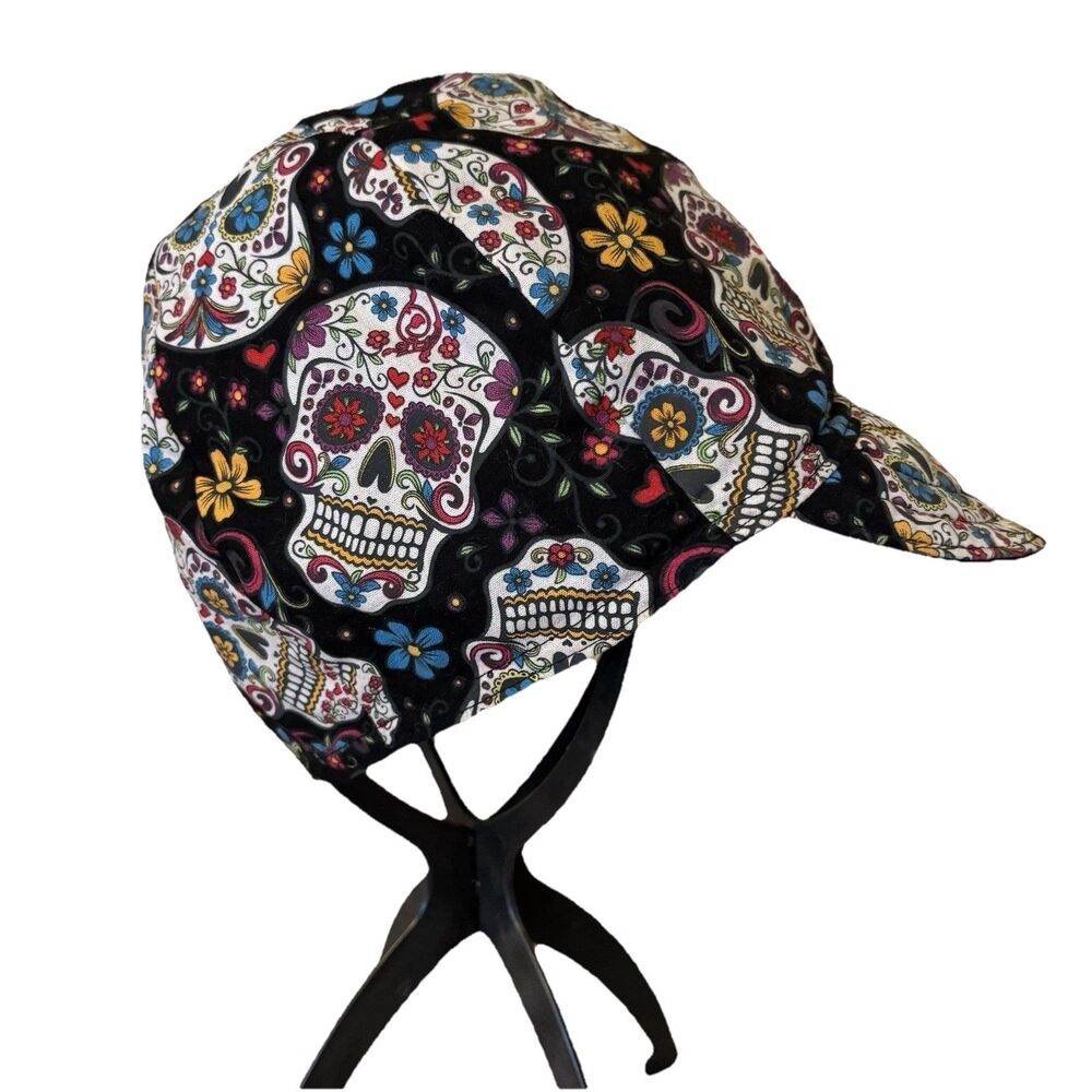 Skull Graffiti Ball Cap Hat M-L Black Skeleton Skateboarding Art